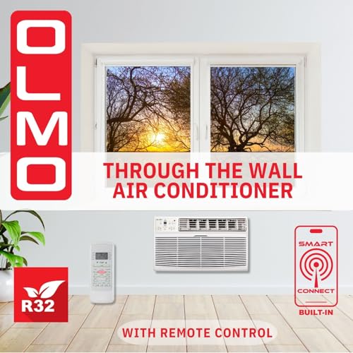 OLMO 8,000 btu 115V Through-the-Wall Air Conditioner with Remote Control and built in Smart Kit, Cooling Only (R32 Refrigerant) Wall Sleeve Included…