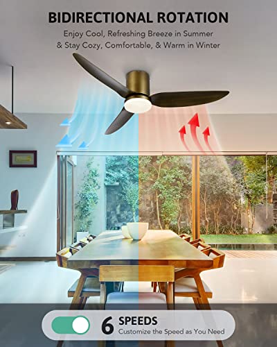 VONLUCE Smart Ceiling Fans with Lights, 52 inch Ceiling Fan with Remote/APP/Alexa/Voice Control, 6 Speed Reversible Noiseless Motor, Modern Ceiling Fan for Bedroom Indoor Farmhouse, Bronze
