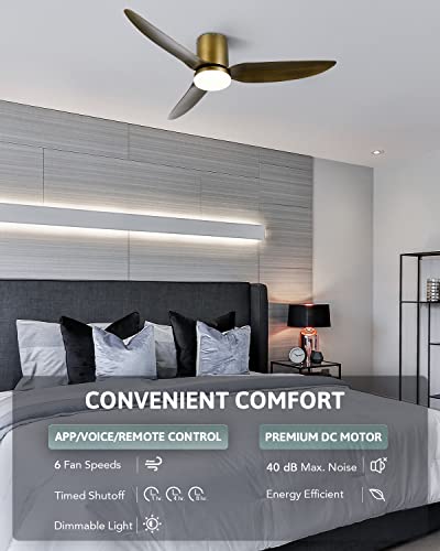 VONLUCE Smart Ceiling Fans with Lights, 52 inch Ceiling Fan with Remote/APP/Alexa/Voice Control, 6 Speed Reversible Noiseless Motor, Modern Ceiling Fan for Bedroom Indoor Farmhouse, Bronze
