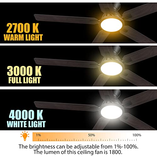 Smart Low Profile Ceiling Fan with Lights, DC 10 Speeds Smart Ceiling Fan with Remote, Compatible with Alexa, Siri & Google Home & APP, 3 Light Colors Dimmable Flush Mount Ceiling Fan, Black, 52’’