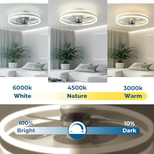 Orison Smart Ceiling Fans with Lights Compatible with Alexa and Google Assistant 20", Low Profile Ceiling Fan with Lights Remote,APP Control,6 Speed Reversible Blades for Bedroom/Living Room