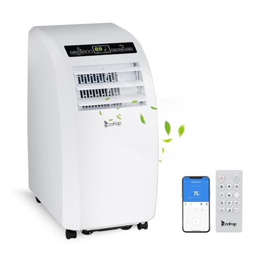 ROVSUN WIFI-Enabled 12000 BTU Portable Air Conditioner, Smart 3-in-1 Cooler, Dehumidifier, Fan, Room Mobile AC Unit with Remote & APP Control, Timer & Installation Kit
