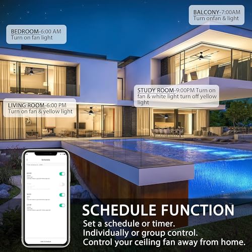 52“ Smart Ceiling Fan With Lights, Low Profile With 10 Speeds, Silent DC Motor, Modern Ceiling Fan Compatible with Alexa, Siri, Google & Smart App, Black & Walnut,Indoor & Outdoor, Farmhouse Style