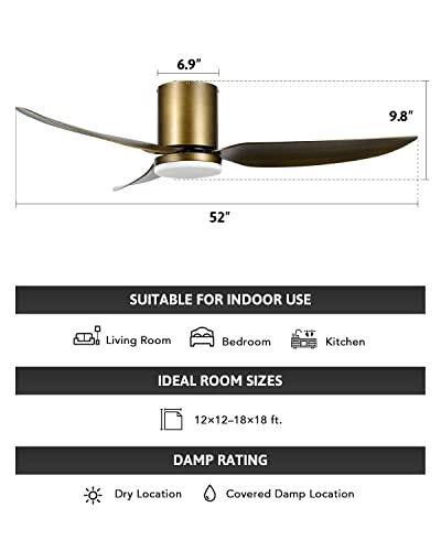 VONLUCE Smart Ceiling Fans with Lights, 52 inch Ceiling Fan with Remote/APP/Alexa/Voice Control, 6 Speed Reversible Noiseless Motor, Modern Ceiling Fan for Bedroom Indoor Farmhouse, Bronze