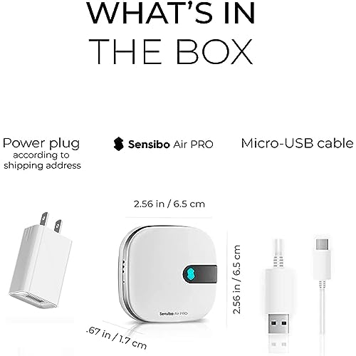 Sensibo Air PRO - Air Conditioner Smart Controller & Air Quality Sensor. Smart Thermostat for Mini Split, Window, Portable AC. Temp & Humidity Sensors. Google, Alexa, Siri & Apple HomeKit Compatible
