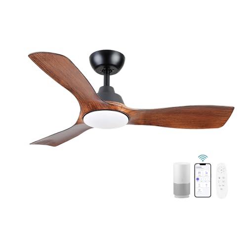 42 Inch Ceiling Fan with Lights and Remote, Smart Ceiling Fans Compatible with Alexa Smart Tuya app, Reversible Noiseless DC Ceiling Fan for Indoor Bedroom Living Room Kids Boys Room Patio