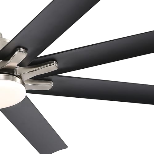 Sofucor 66 Inch Ceiling Fans with Lights Remote Control Dimmable Smart Ceiling Fan with 6-Speed DC Motor Reversible Modern Industrial Black Ceiling Fan for Home Office Patios(8 Aluminum&ABS Blades)