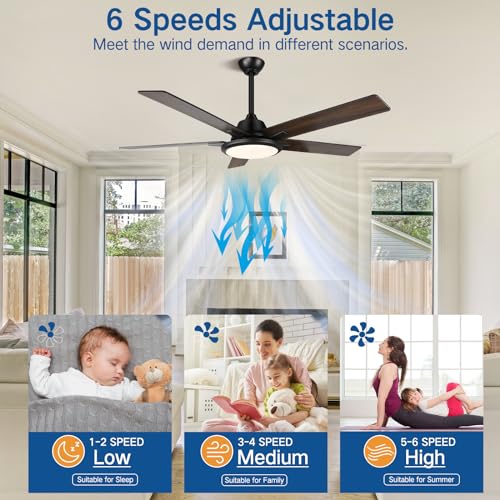 OUTON 52" Ceiling Fans with Lights and Remote, Smart Wi-Fi Ceiling Fan Works with Alexa Google Home Voice APP Control,3 Color Temperature,5 Dual Finish Blades,Ceiling Fan for Bedroom Living Room Patio
