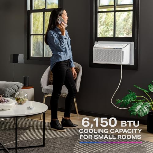 GE Profile Ultra Quiet Window Air Conditioner 6,200 BTU, WiFi Enabled, Ideal for Small Rooms, Easy Installation with Included Kit, 6K Window AC Unit, White