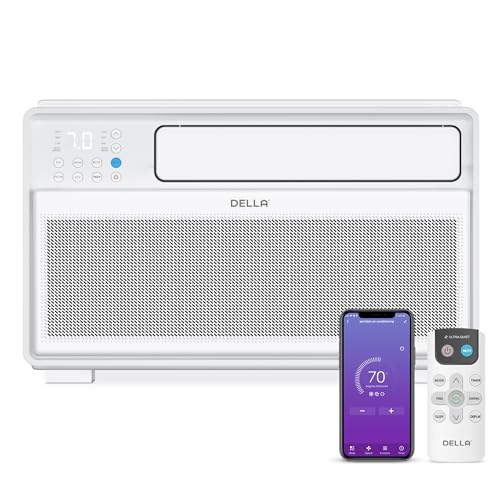 DELLA 12000 BTU Smart Inverter Window Air Conditioner Ultra Quiet AC Unit Cools up to 520 Sq.Ft, Energy Star Certified, Works with Alexa, GEO Location, Remote/Wi-Fi Enabled Control, Easy Install Kit