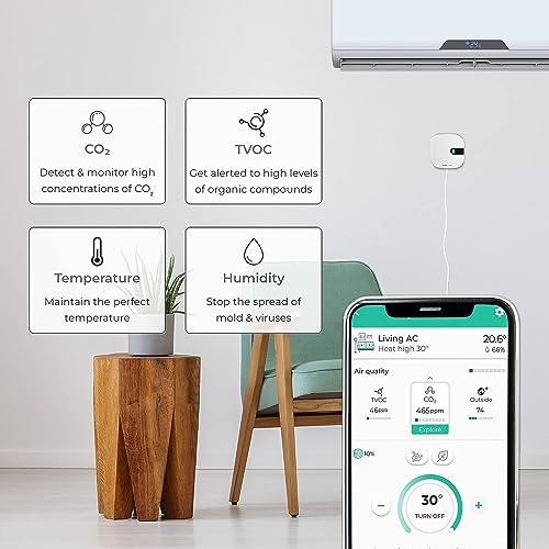 Sensibo Air PRO - Air Conditioner Smart Controller & Air Quality Sensor. Smart Thermostat for Mini Split, Window, Portable AC. Temp & Humidity Sensors. Google, Alexa, Siri & Apple HomeKit Compatible