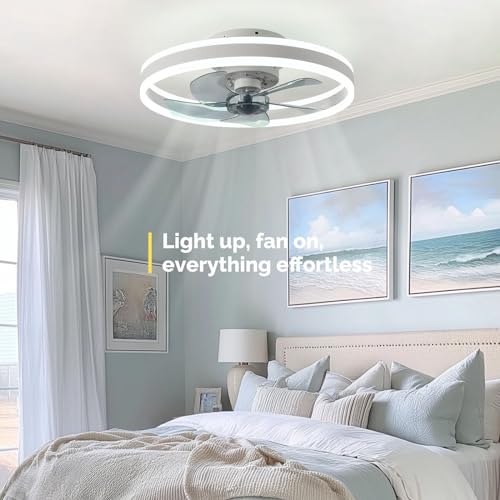 Orison Smart Ceiling Fans with Lights Compatible with Alexa and Google Assistant 20", Low Profile Ceiling Fan with Lights Remote,APP Control,6 Speed Reversible Blades for Bedroom/Living Room