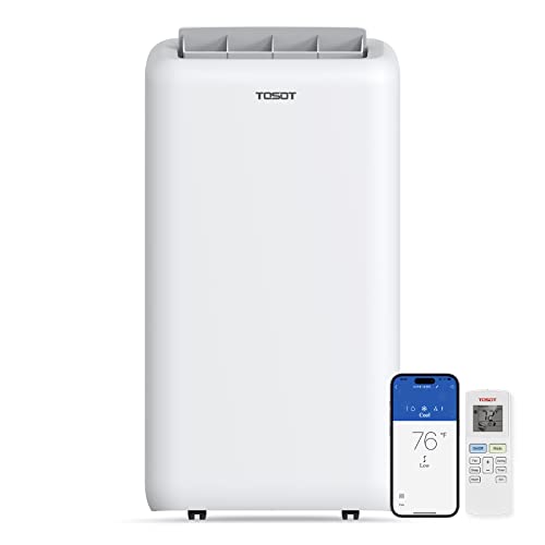 TOSOT 14,000BTU (10,000 BTU SACC) Smart WiFi Portable Air Conditioner with Heater, Powerful Cooling Auto Swing, Dehumidifier, Fan, 24H Timer for Large Room Up to 600 sq ft, AOMI Series