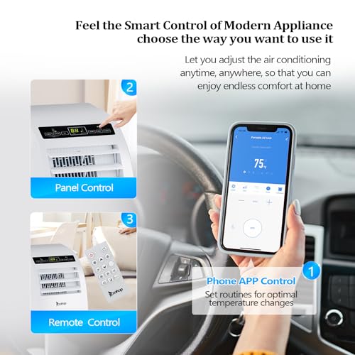 ROVSUN WIFI-Enabled 12000 BTU Portable Air Conditioner, Smart 3-in-1 Cooler, Dehumidifier, Fan, Room Mobile AC Unit with Remote & APP Control, Timer & Installation Kit