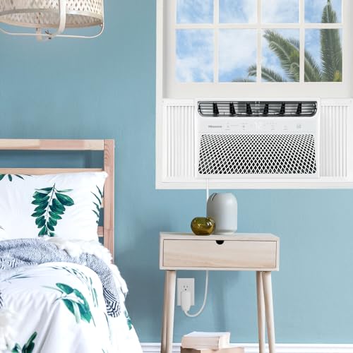 Hisense AHW1022CW1W 10,000 Smart Air Conditioner with Wi-fi Control, Dehumidifier, and Remote, 115V, Window AC Unit for Apartment, Bedroom, Medium Rooms up to 450 Square Feet in White, 10000 BTU