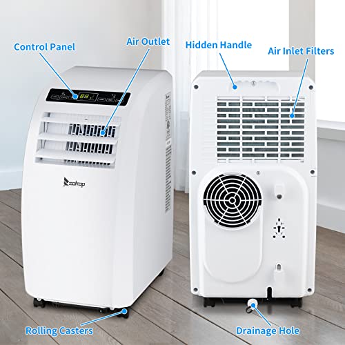 ROVSUN WIFI-Enabled 12000 BTU Portable Air Conditioner, Smart 3-in-1 Cooler, Dehumidifier, Fan, Room Mobile AC Unit with Remote & APP Control, Timer & Installation Kit