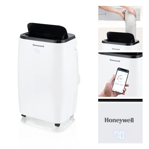 Honeywell 14,000 BTU Smart Portable Air Conditioner, Fan and Dehumidifier, Cools Rooms Up to 625 Square Feet, with Full Window Installation kit and foam insulation tape, HT4CESVWK0