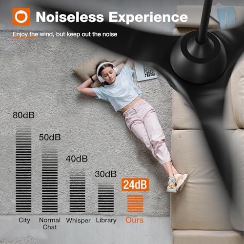 addlon Ceiling Fans with Lights, 52 Inch Smart Ceiling Fan with Remote/APP/Alexa Control, Reversible DC Motor, 6 Speeds, 3CCT Dimmable, Noiseless, Black Ceiling Fan for Bedroom, Farmhouse
