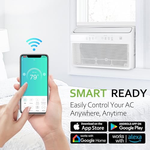Hykolity 12,000 BTU Smart Inverter Window Air Conditioner, Ultra Quiet Energy Saving WiFi Enable AC Unit with Remote, Washable Filter, for Home Office, Bedroom, Cools up to 550 Sq. Ft