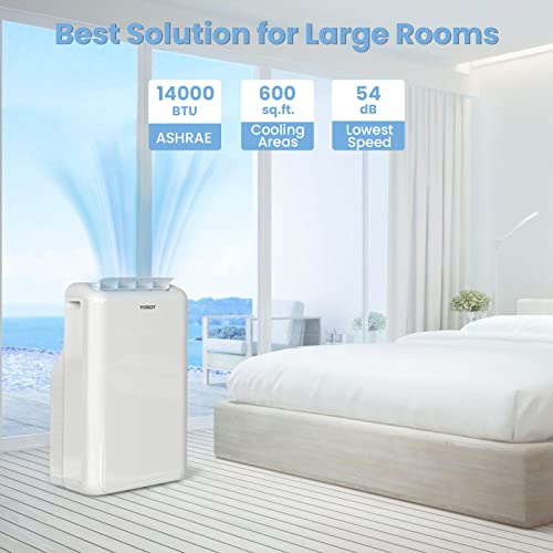 TOSOT 14,000BTU (10,000 BTU SACC) Smart WiFi Portable Air Conditioner with Heater, Powerful Cooling Auto Swing, Dehumidifier, Fan, 24H Timer for Large Room Up to 600 sq ft, AOMI Series