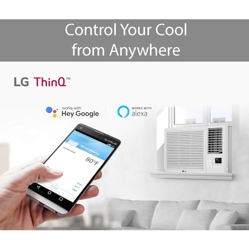 LG LW2423HRSM, White 23,000 Smart Window Heat, 230V, Air Conditioner Cools Rooms up to 1,400 Sq.Ft, Smartphone & Voice Control works with Remote, 23000 BTU