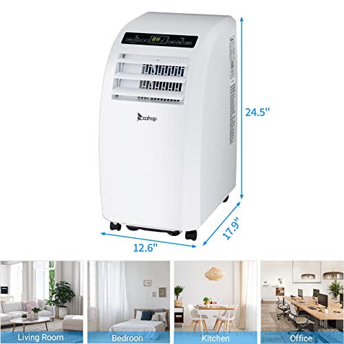ROVSUN WIFI-Enabled 12000 BTU Portable Air Conditioner, Smart 3-in-1 Cooler, Dehumidifier, Fan, Room Mobile AC Unit with Remote & APP Control, Timer & Installation Kit