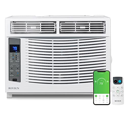 ROVSUN Smart 6000BTU Window Air Conditioner with WiFi, Energy Saving Window AC Unit with Remote & App Control & Timer Function & Easy Install Kit, for Rooms up to 250 Square Feet, 115V/60Hz, White