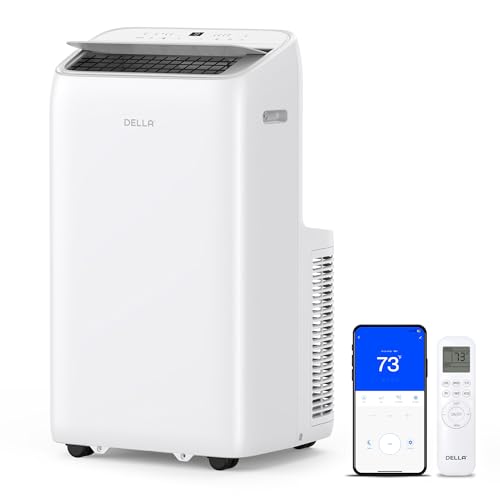 Della 14000 BTU Smart Inverter Ultra Quiet Energy-Saving Portable Air Conditioner Cools Up To 450 Sq. Ft. Work with Alexa with Remote & App Control, Dehumidifier & Fan, Sleep Mode