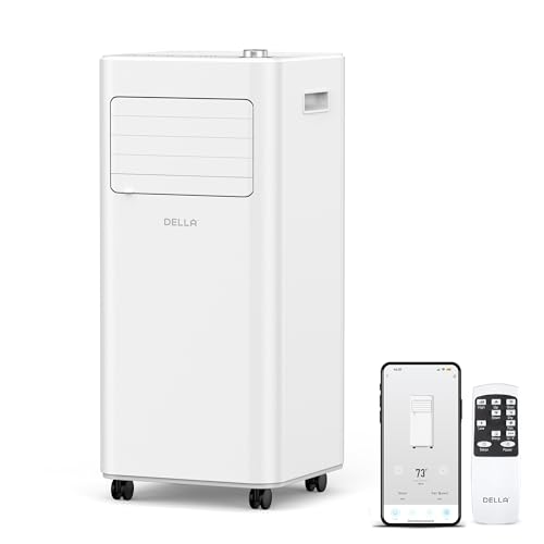 DELLA Smart 10000 BTU Portable Air Conditioner with Heat Pump, Cools Up To 450 Sq.Ft, Work with Alexa, WiFi Enabled, Geo Fencing, Dehumidifier & Fan Portable AC Unit with Remote Control & Window Kit