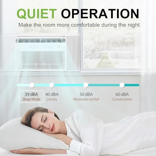 Hykolity 12,000 BTU Smart Inverter Window Air Conditioner, Ultra Quiet Energy Saving WiFi Enable AC Unit with Remote, Washable Filter, for Home Office, Bedroom, Cools up to 550 Sq. Ft