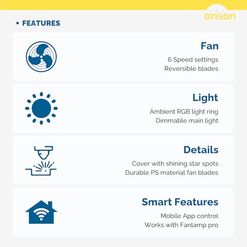 Orison RGB Ceiling Fans with Lights, 24'' Low Profile Ceiling Fan with Light and Remote, Smart Ceiling Fans with 8 blades, Compatible with Alexa, Google Home and App Controlled (Wood)