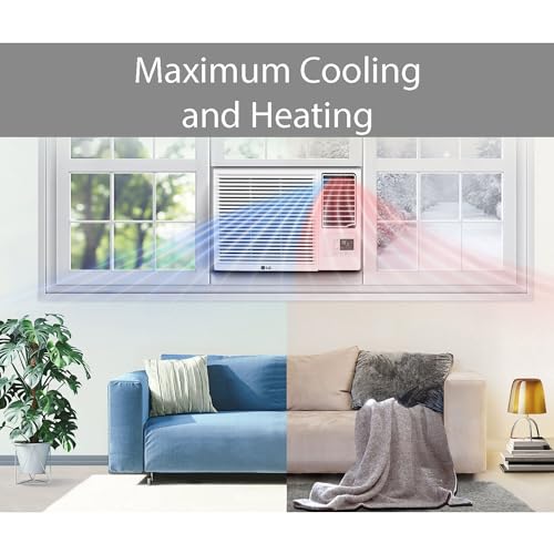 LG LW2423HRSM, White 23,000 Smart Window Heat, 230V, Air Conditioner Cools Rooms up to 1,400 Sq.Ft, Smartphone & Voice Control works with Remote, 23000 BTU