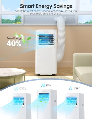 Grelife Portable Air Conditioners,8000BTU 4-in-1 AC Unit with Fan&Dehumidifier,Powerful Cooling up to 350 sq.ft,Portable AC with Smart/Sleep Mode,LED Display,Remote Control,48dB Quiet,24H Timer