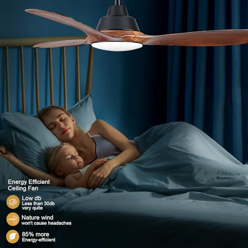 42 Inch Ceiling Fan with Lights and Remote, Smart Ceiling Fans Compatible with Alexa Smart Tuya app, Reversible Noiseless DC Ceiling Fan for Indoor Bedroom Living Room Kids Boys Room Patio
