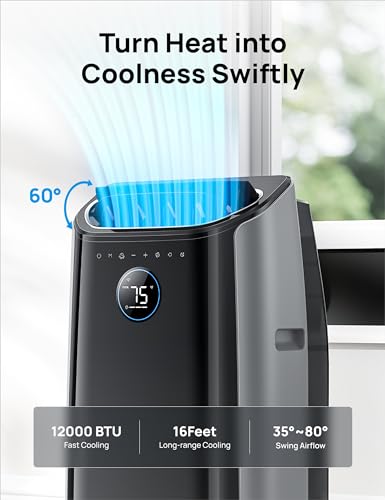 Dreo Portable Air Conditioners, 12,000 BTU Air Conditioner for Bedroom with Drainage-free Cooling, 46dB Quiet, APP/Voice/Remote, 24h Timer with Fan & Dehumidifier, Smart AC Unit for Room Indoors