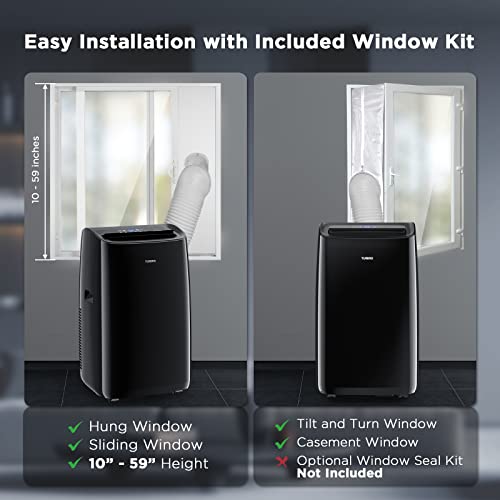 TURBRO 14,000 BTU Smart WiFi Portable Air Conditioner, Cooling up to 600 Sq Ft, 3 in 1 Functions, with Remote, Supports Alexa Control, Greenland