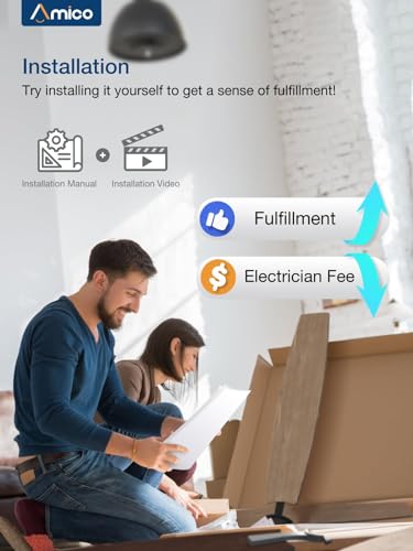 Amico Ceiling Fans with Lights, 52 inch Smart Ceiling Fan with Remote/APP/Alexa Control, Reversible DC Motor, 5 Blades, 6 Speeds, 3CCT, Dimmable, Noiseless, Wifi Ceiling Fan for Bedroom, Farmhouse