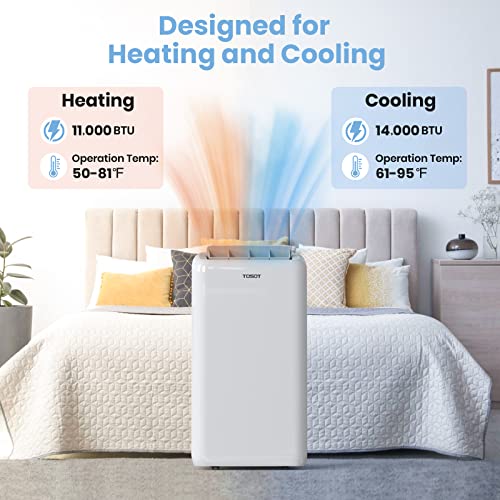 TOSOT 14,000BTU (10,000 BTU SACC) Smart WiFi Portable Air Conditioner with Heater, Powerful Cooling Auto Swing, Dehumidifier, Fan, 24H Timer for Large Room Up to 600 sq ft, AOMI Series