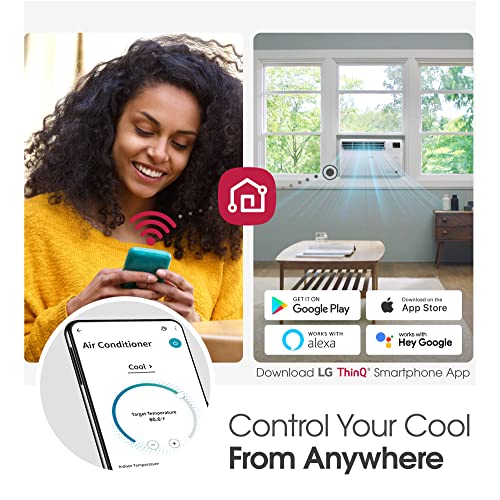 LG 10000 BTU Window Air Conditioners [2023 New] Dual Inverter Remote WiFi Enabled App Ultra-Quiet Washable Filter Cools 450 Sq.Ft AC Unit air conditioner Easy Install White LW1022FVSM