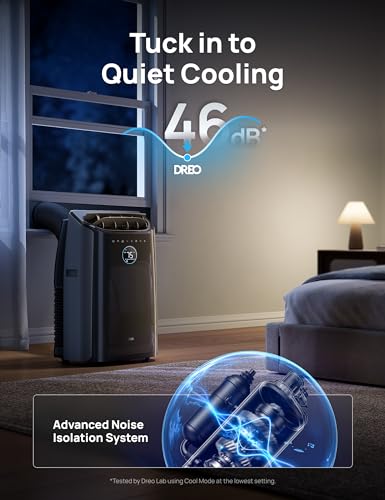 Dreo Portable Air Conditioners, 12,000 BTU Air Conditioner for Bedroom with Drainage-free Cooling, 46dB Quiet, APP/Voice/Remote, 24h Timer with Fan & Dehumidifier, Smart AC Unit for Room Indoors