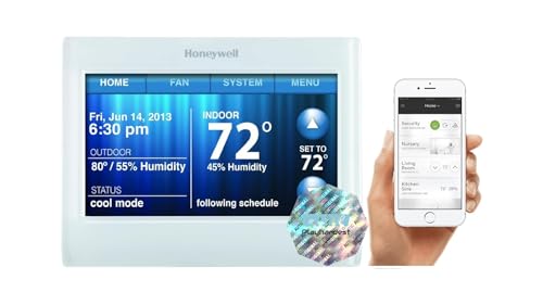 Playhardest Honeywell TH9320WF5003 Wi-Fi 9000 Color Touch Screen Programmable Thermostat, White with Extended 5-year Warranty