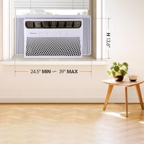Hisense AHW1022CW1W 10,000 Smart Air Conditioner with Wi-fi Control, Dehumidifier, and Remote, 115V, Window AC Unit for Apartment, Bedroom, Medium Rooms up to 450 Square Feet in White, 10000 BTU