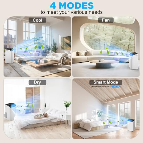 Humhold 12000 BTU Portable Air Conditioners with Remote Control, 3-in-1 Free Standing Cooling AC Unit with Fan & Dehumidifier, Cools Room up to 500 sq.ft, Smart/Sleep Mode,3 Speed,Auto Swing