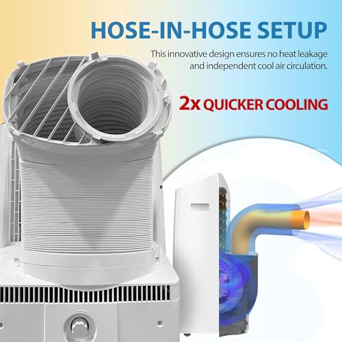 Whynter Inverter Portable Air Conditioner 12,000 Dual Hoses, Dehumidifier, Cooling Fan & Smart Wi-Fi for 500 Sq Ft Rooms, NEX ARC-1030WN (10,000 BTU SACC), White