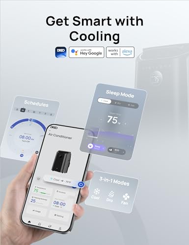 Dreo Portable Air Conditioners, 12,000 BTU Air Conditioner for Bedroom with Drainage-free Cooling, 46dB Quiet, APP/Voice/Remote, 24h Timer with Fan & Dehumidifier, Smart AC Unit for Room Indoors