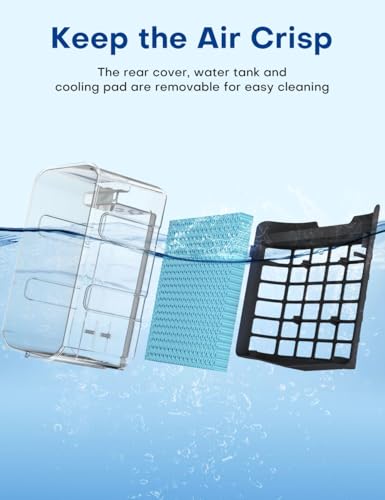 TEMEIKE 4-in-1 Portable Air Conditioners, Evaporative Air Cooler w/ 4 Modes & 3 Speeds, 15H Timer for Smart Auto-off, 2-Gal Tank for 20H Cooling,17FT Remote,No Hose Needed,120°Oscillating Swamp Cooler
