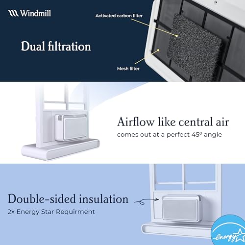 Windmill - The Windmill AC Modern Air Conditioner with WhisperTech- Ultra-Quiet, More Efficient, and Voice-Enabled Window AC Unit - Easy Install - Includes User Friendly App, 10,000 BTU