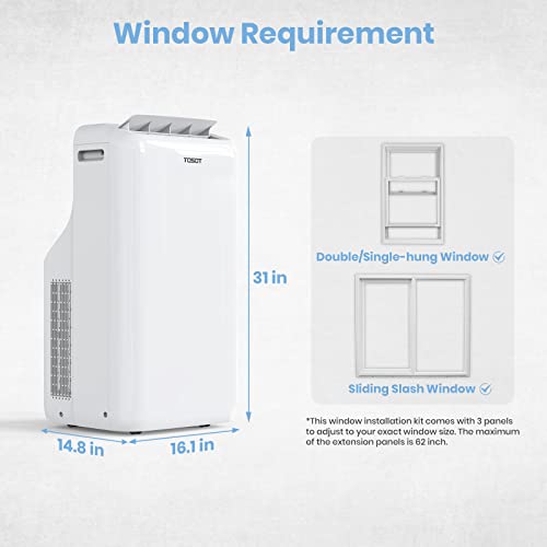 TOSOT 14,000BTU (10,000 BTU SACC) Smart WiFi Portable Air Conditioner with Heater, Powerful Cooling Auto Swing, Dehumidifier, Fan, 24H Timer for Large Room Up to 600 sq ft, AOMI Series