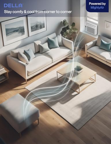 DELLA 6000 BTU Energy Saving Window Air Conditioner, Work with Alexa, Cools Up to 250 Sq. Ft, GEO Location, AC Unit with WIFI Smart Controls, Remote, Dehumidifier, Fan, Reusable Filter, Easy Install