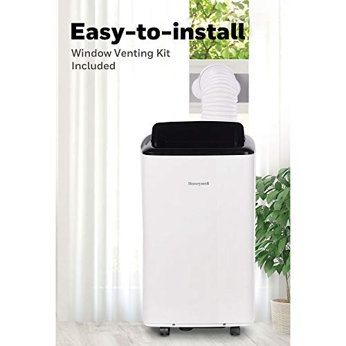 Honeywell 10,000 BTU Smart Portable Air Conditioner and Dehumidifier, Cools Rooms Up to 450 Sq. Ft., Portable AC with WiFi, Alexa Voice Control, Included Drain Pan, White